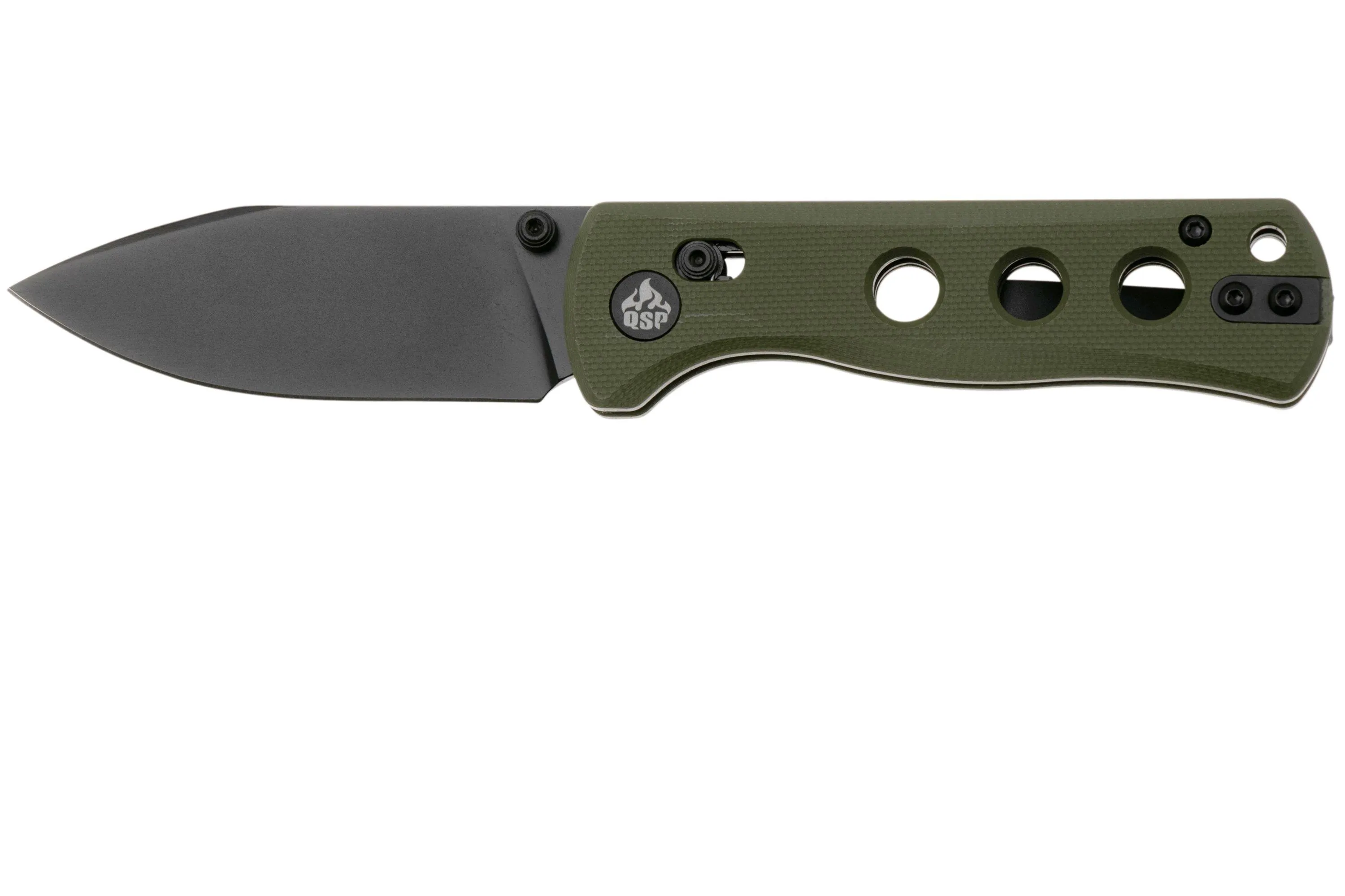 QSP KNIFE CANARY GLYDE 150GLB2 BLACK 14C28N, GREEN G10, NAVAJA