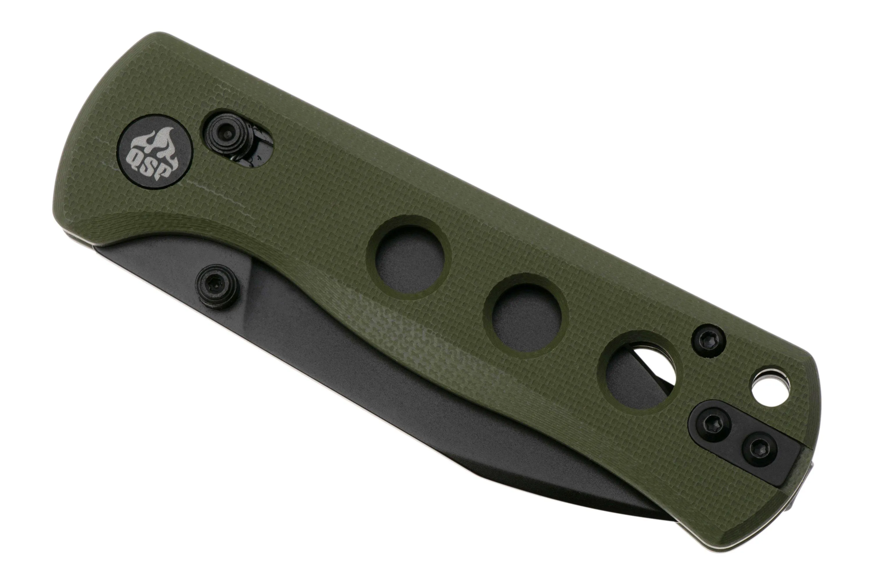 QSP KNIFE CANARY GLYDE 150GLB2 BLACK 14C28N, GREEN G10, NAVAJA
