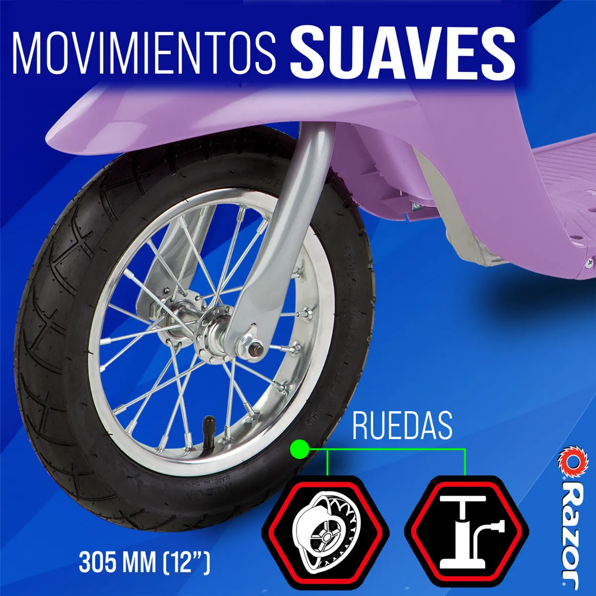 Razor Pocket Mod, Scooter Eléctrico, Estilo Europeo, Lila Betty