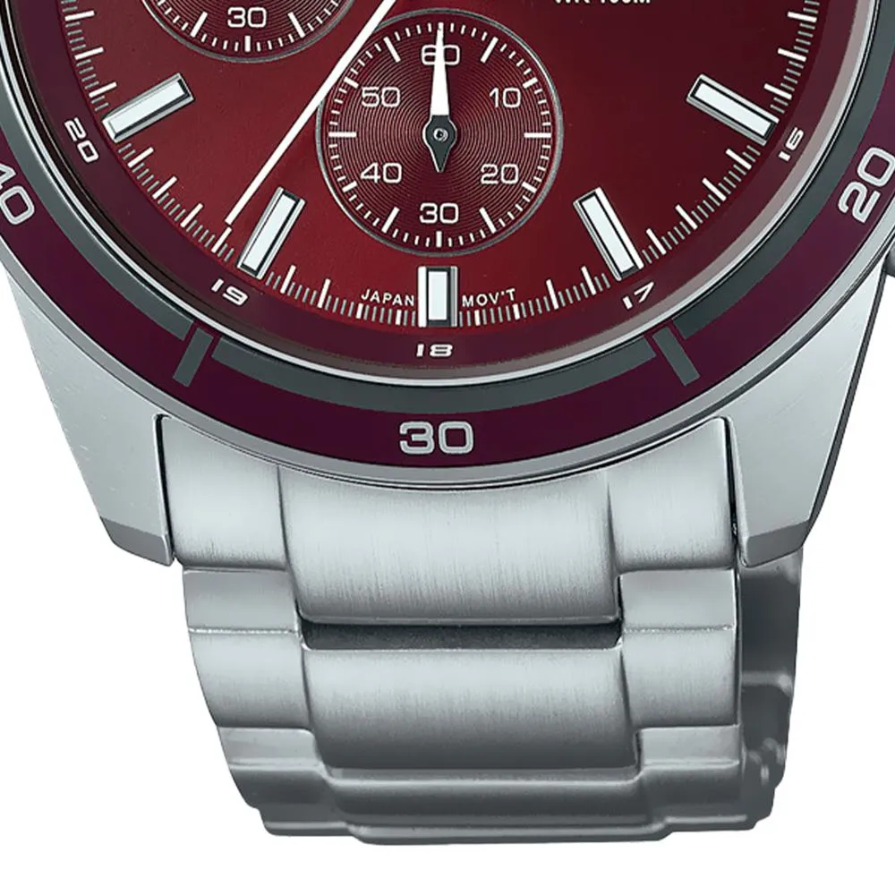 Reloj Casio Rojo y Plata Analógico