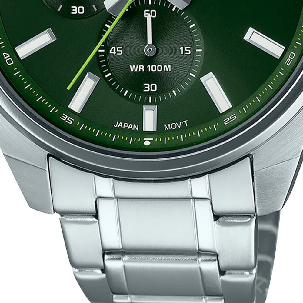 Reloj Casio Verde y Plata Análogo