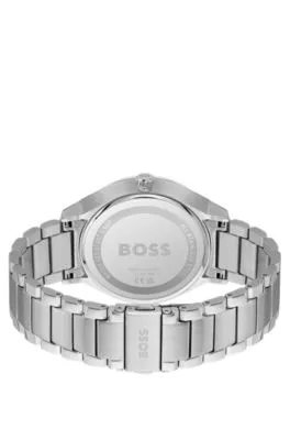 Reloj de acero inoxidable con esfera azul y pulsera de eslabones