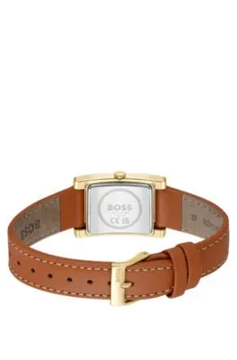 Reloj de esfera blanca plateada con correa de piel