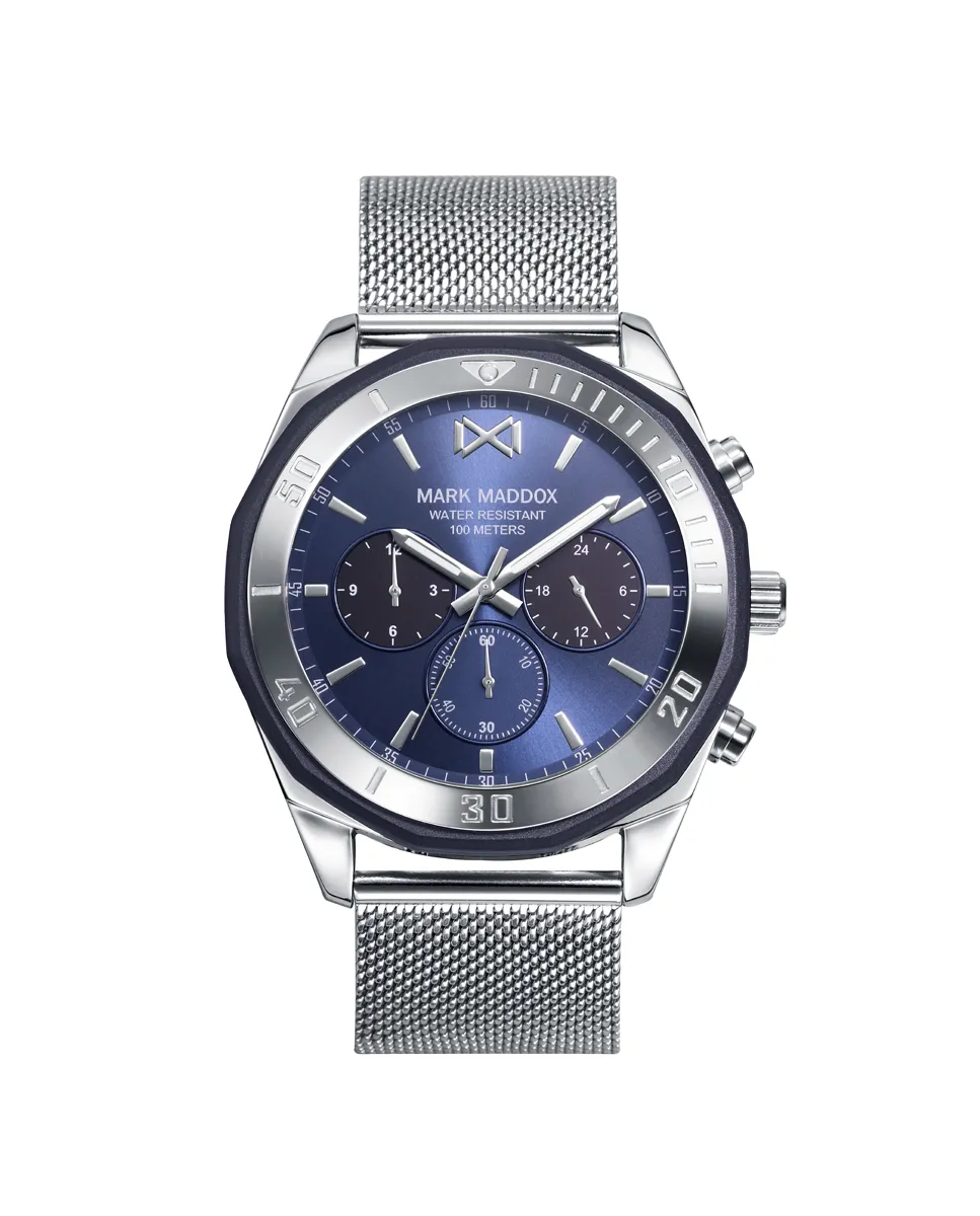 Reloj de hombre Mark Maddox Mission multifunción de acero con malla milanesa