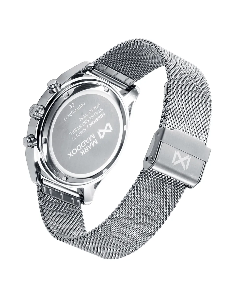 Reloj de hombre Mark Maddox Mission multifunción de acero con malla milanesa