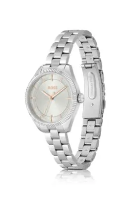 Reloj de tono plateado con pulsera de eslabones