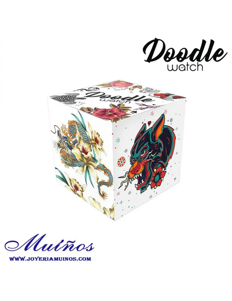 Reloj Tatuaje Calavera y Rosa