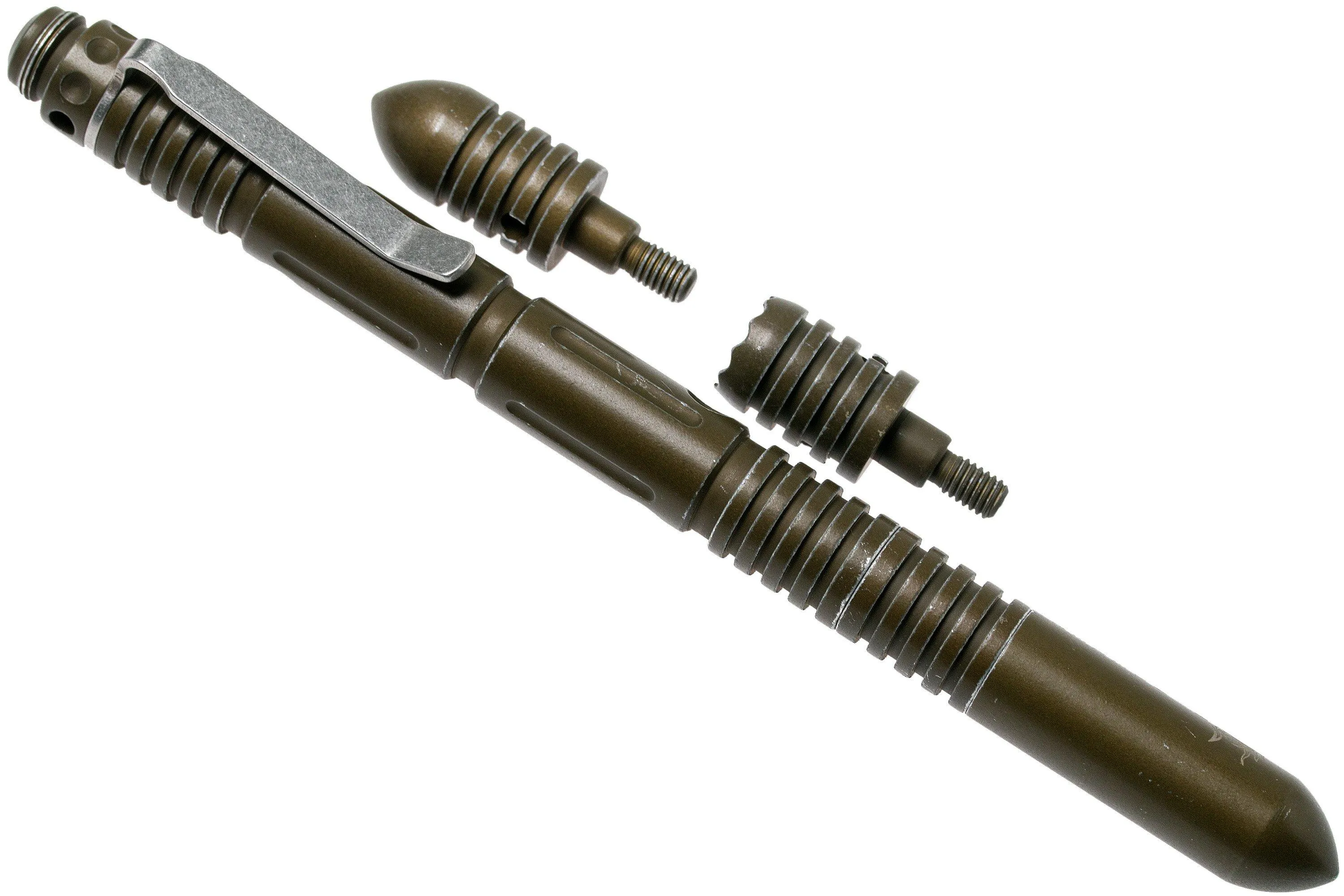 Rick Hinderer Extreme Duty Modular Kubotan Pen Deluxe Set Battled FDE Aluminium, bolígrafo táctico