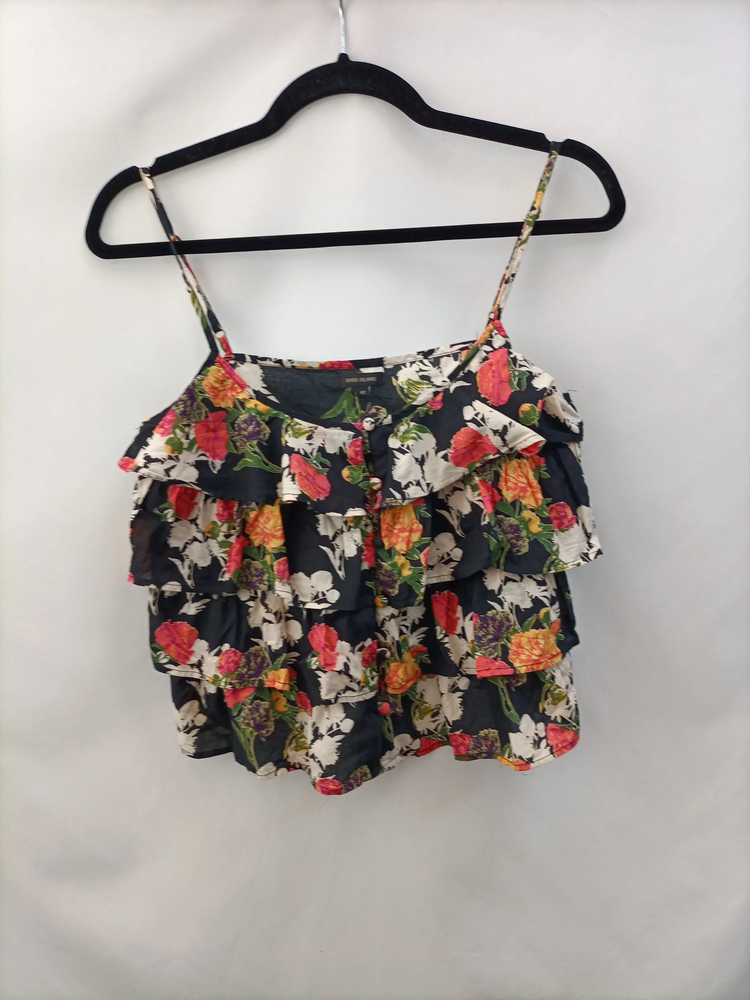 RIVER ISLAND.Top negro botones forrados T.L