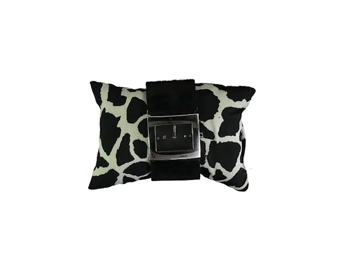 Roberto Cavalli Reloj de pelo animal negro 