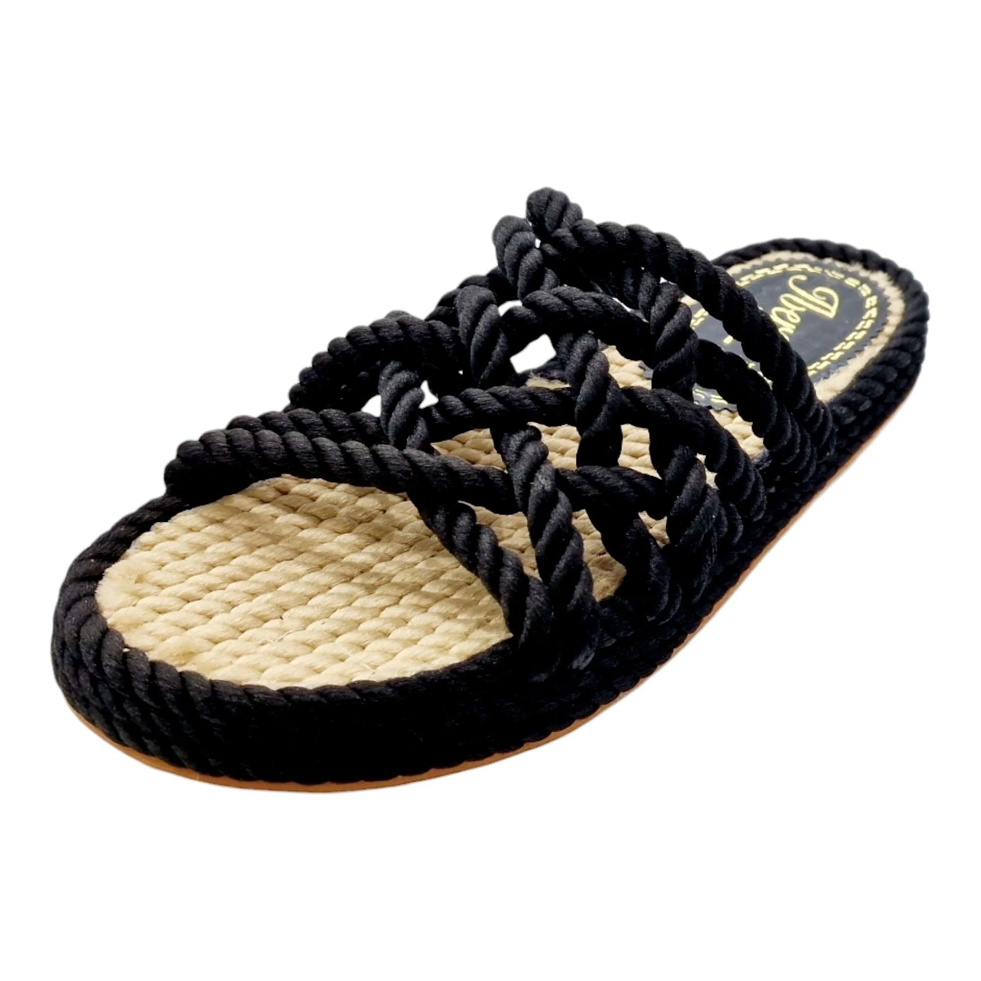 SANDALIAS MUJER PALA CUERDAS MULTITIRAS NEGRO