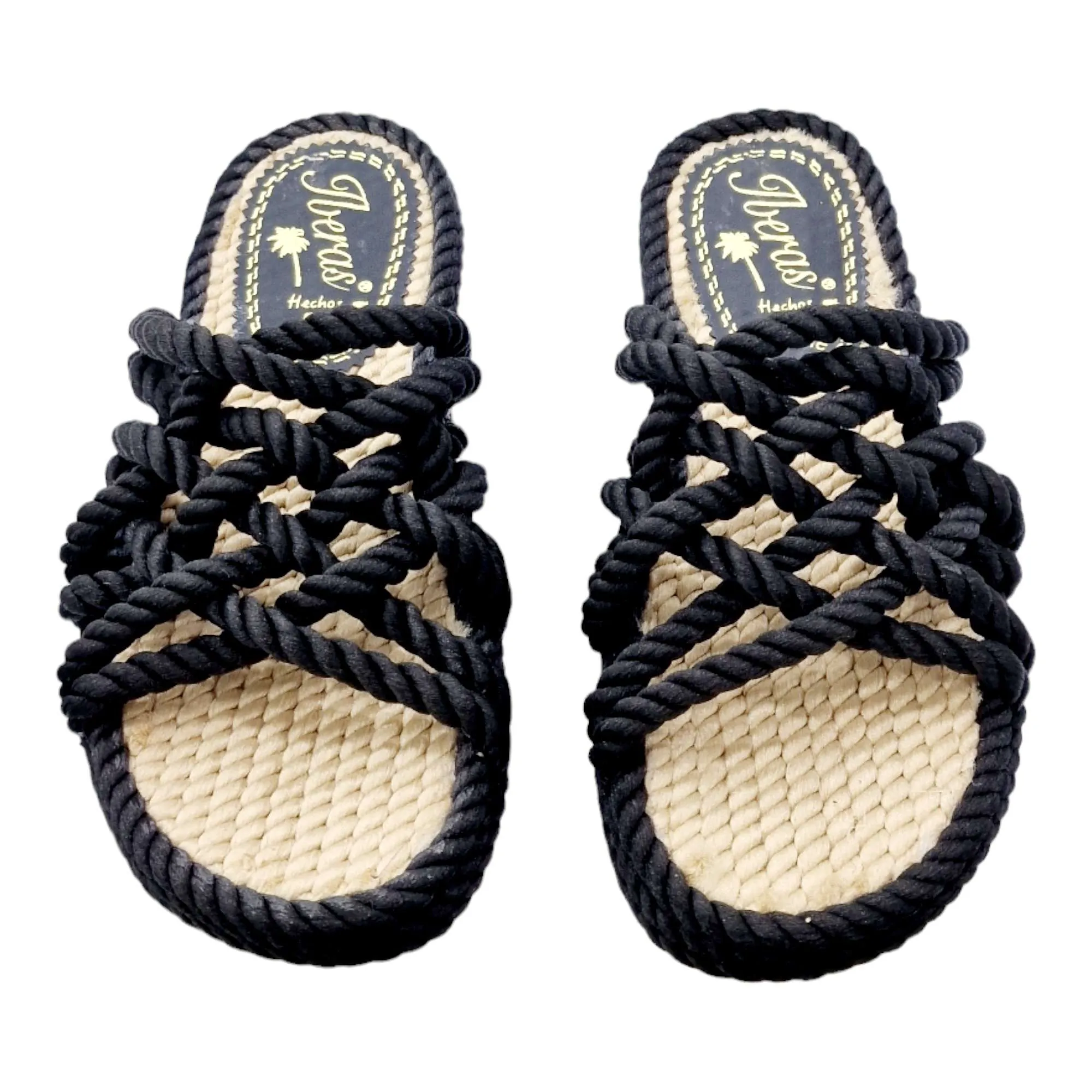 SANDALIAS MUJER PALA CUERDAS MULTITIRAS NEGRO