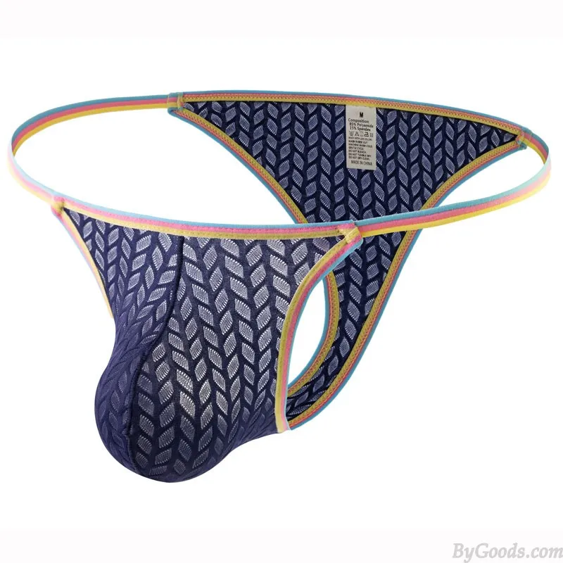SEXY LEAF FISHNET SHEER BREATHABLE THIN BULGE POUCH MEN'S LINGERIE UNDERWEAR GSTRING SISSY TBACK LOW RISE PANTY GAY UNDERPANTS