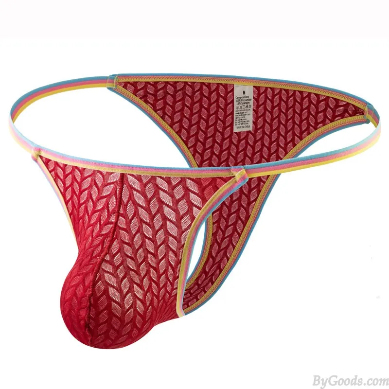 SEXY LEAF FISHNET SHEER BREATHABLE THIN BULGE POUCH MEN'S LINGERIE UNDERWEAR GSTRING SISSY TBACK LOW RISE PANTY GAY UNDERPANTS