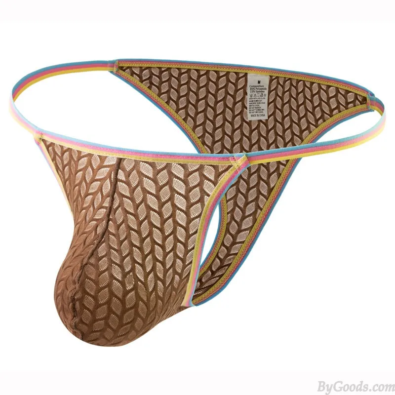 SEXY LEAF FISHNET SHEER BREATHABLE THIN BULGE POUCH MEN'S LINGERIE UNDERWEAR GSTRING SISSY TBACK LOW RISE PANTY GAY UNDERPANTS