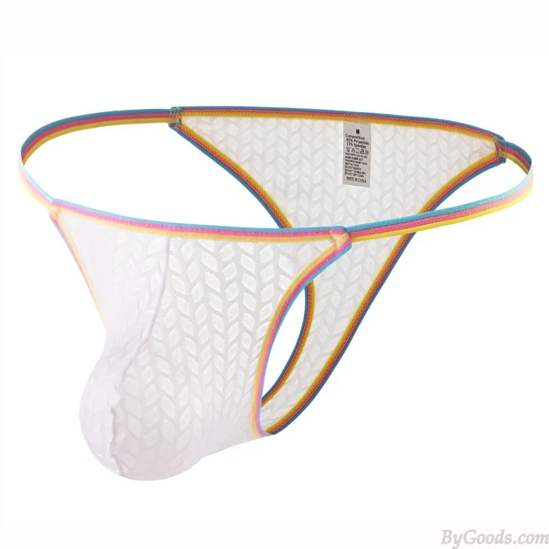 SEXY LEAF FISHNET SHEER BREATHABLE THIN BULGE POUCH MEN'S LINGERIE UNDERWEAR GSTRING SISSY TBACK LOW RISE PANTY GAY UNDERPANTS