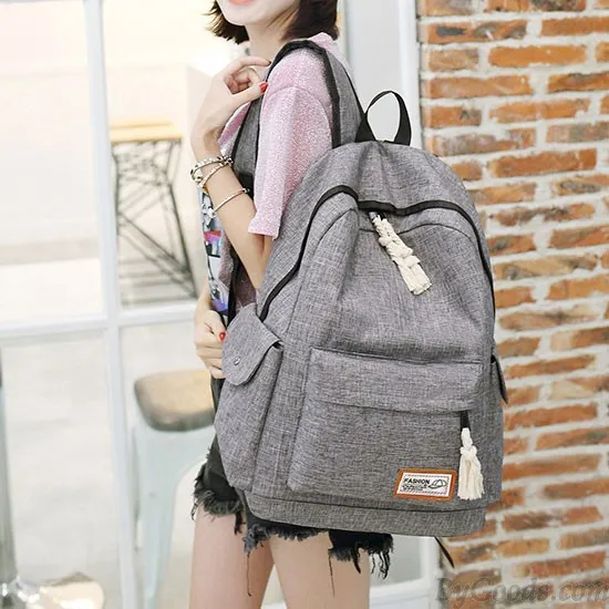 Simple Girl's Waterproof Oxford Cloth Leisure Large School Backpack Travel Backpack 