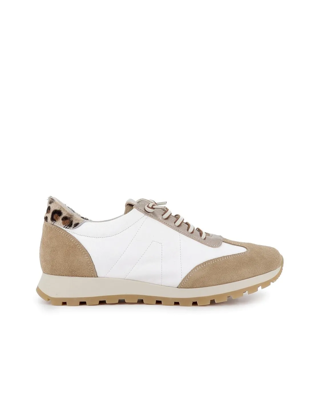 Sneakers piel contrastes con cordones elasticos mujer blanco CASUAL