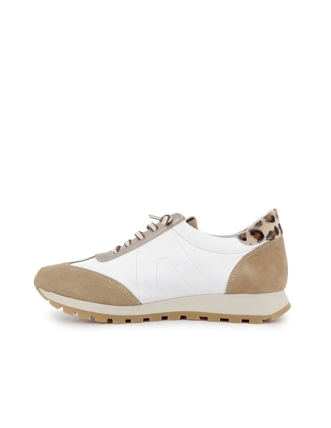 Sneakers piel contrastes con cordones elasticos mujer blanco CASUAL