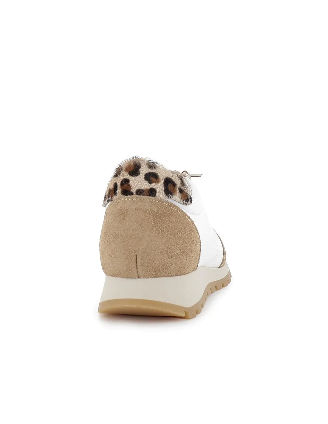 Sneakers piel contrastes con cordones elasticos mujer blanco CASUAL