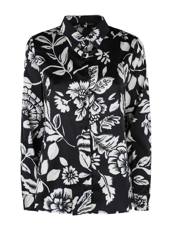 Solada Camisa de mujer efecto satinado con estampado floral