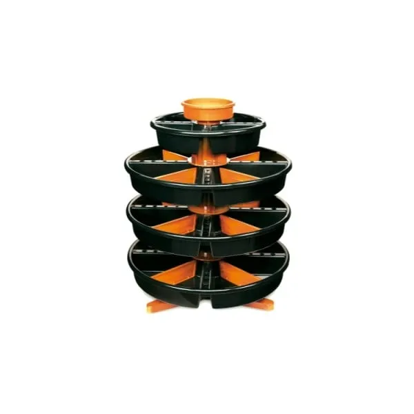 Soporte para piezas pequeñas con bandejas giratorias en ABS