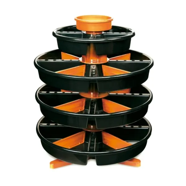 Soporte para piezas pequeñas con bandejas giratorias en ABS