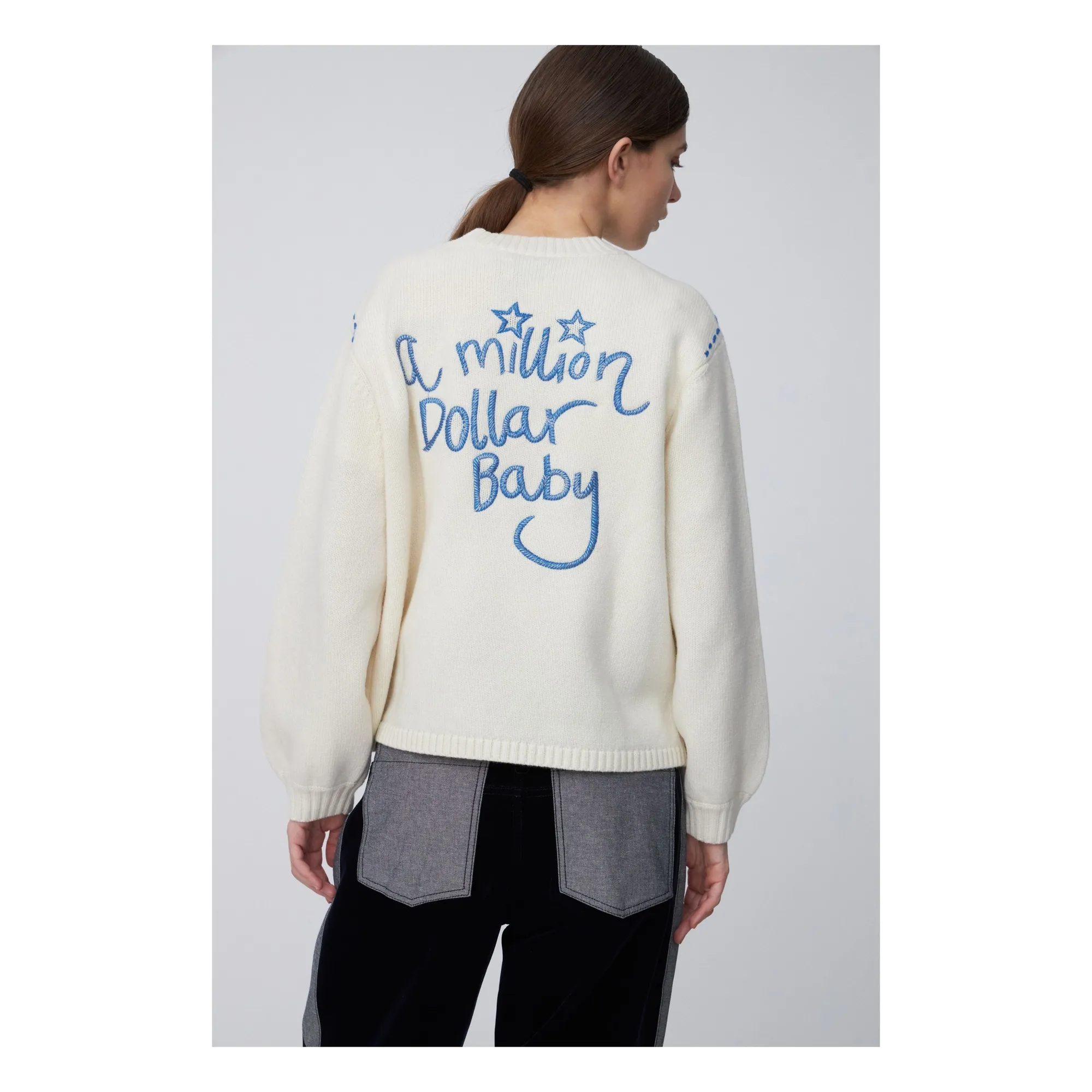 Stella Nova Jersey de lana bordado | Crudo