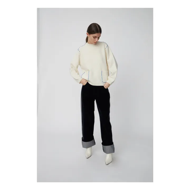 Stella Nova Jersey de lana bordado | Crudo