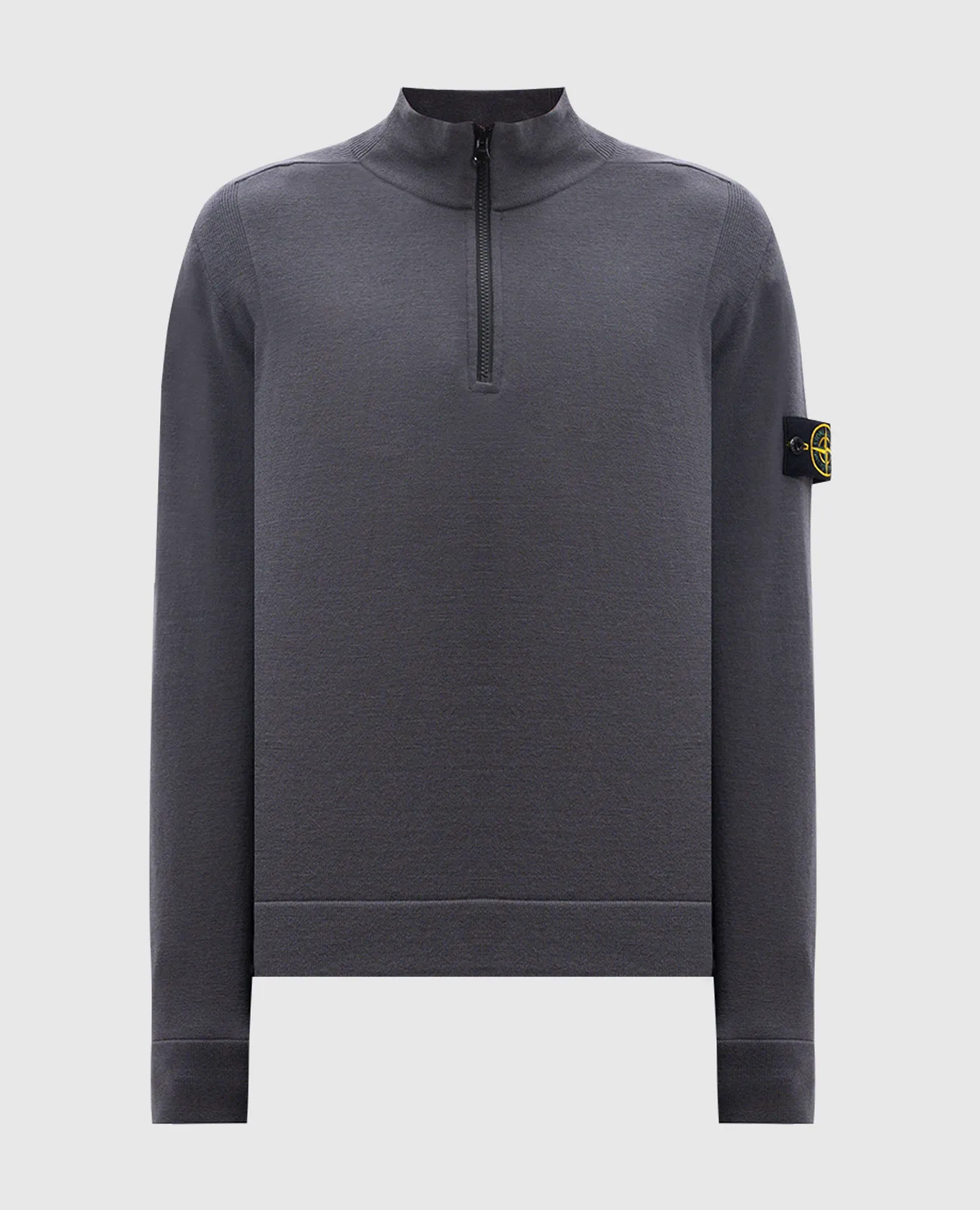 Stone Island Gray wool jumper with logo patch
