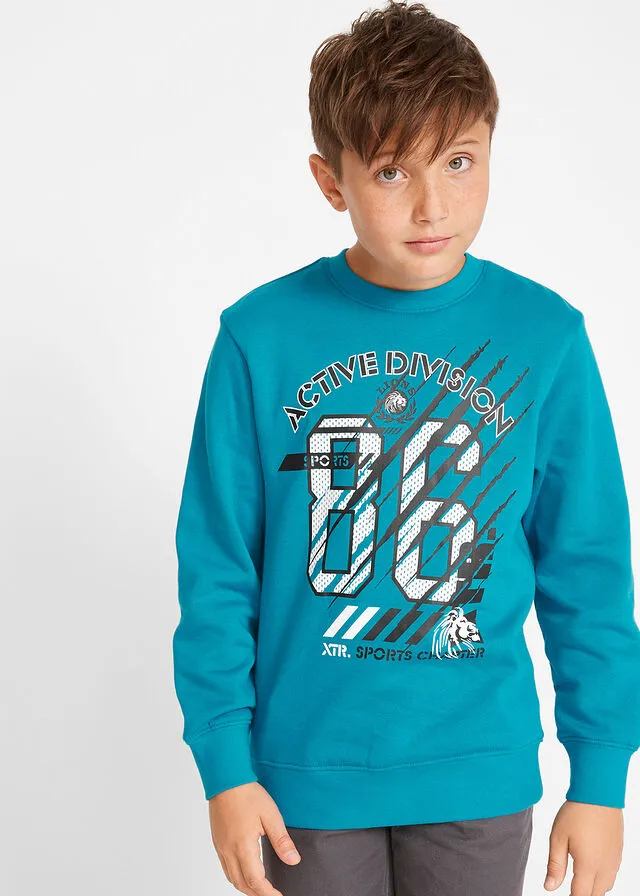 Sudadera (2 unidades) Negro/turquesa oscuro con estampado gráfico