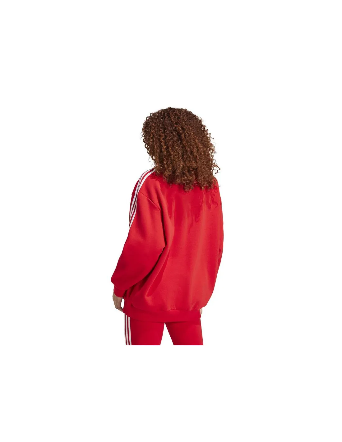 SUDADERA ADIDAS ESSENTIALS 3STRIPES OVERSIZED FLEECE MUJER ROJO