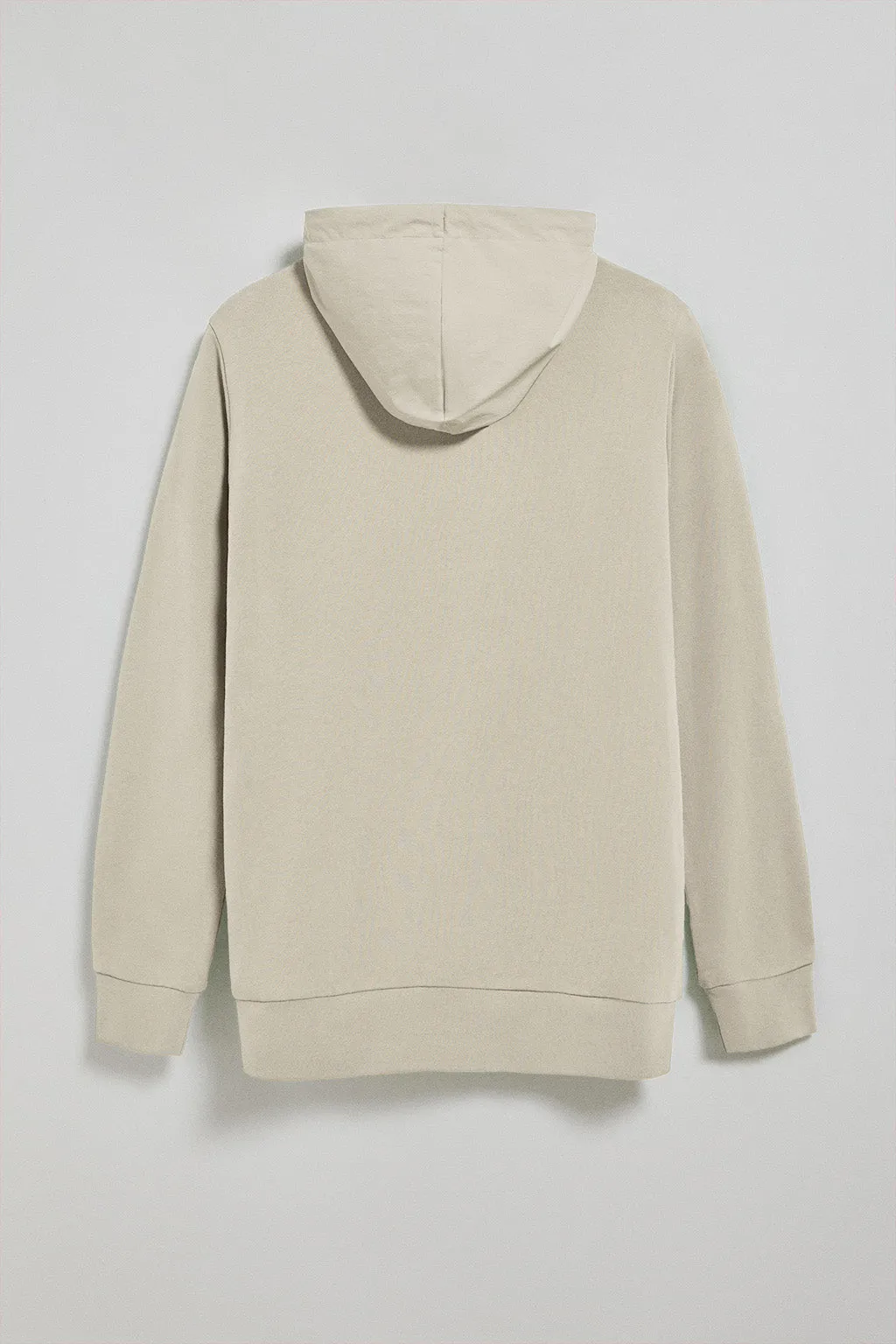 Sudadera beige de media cremallera con capucha y bordado Rigby Go
