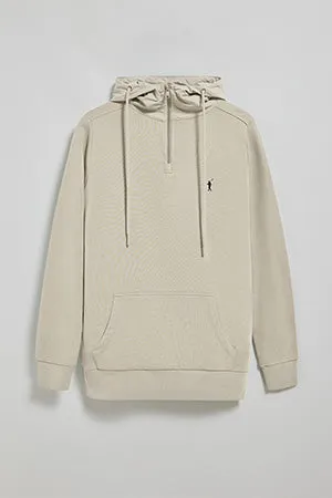 Sudadera beige de media cremallera con capucha y bordado Rigby Go