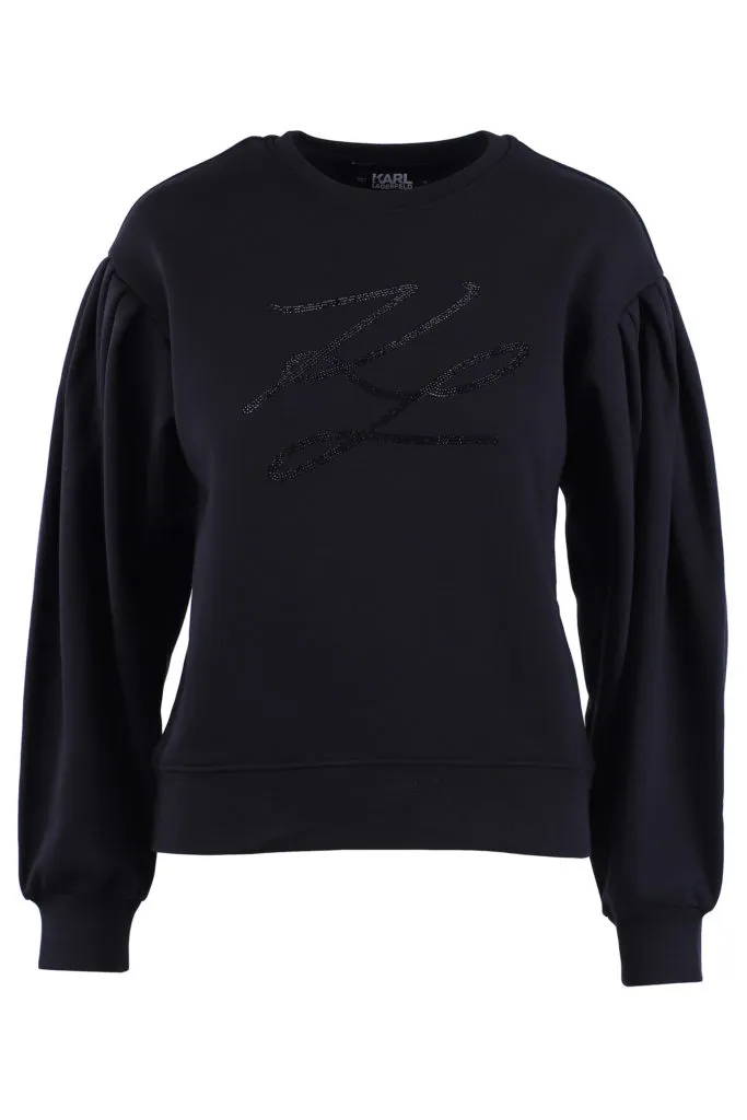 Sudadera negra con logo de cristales