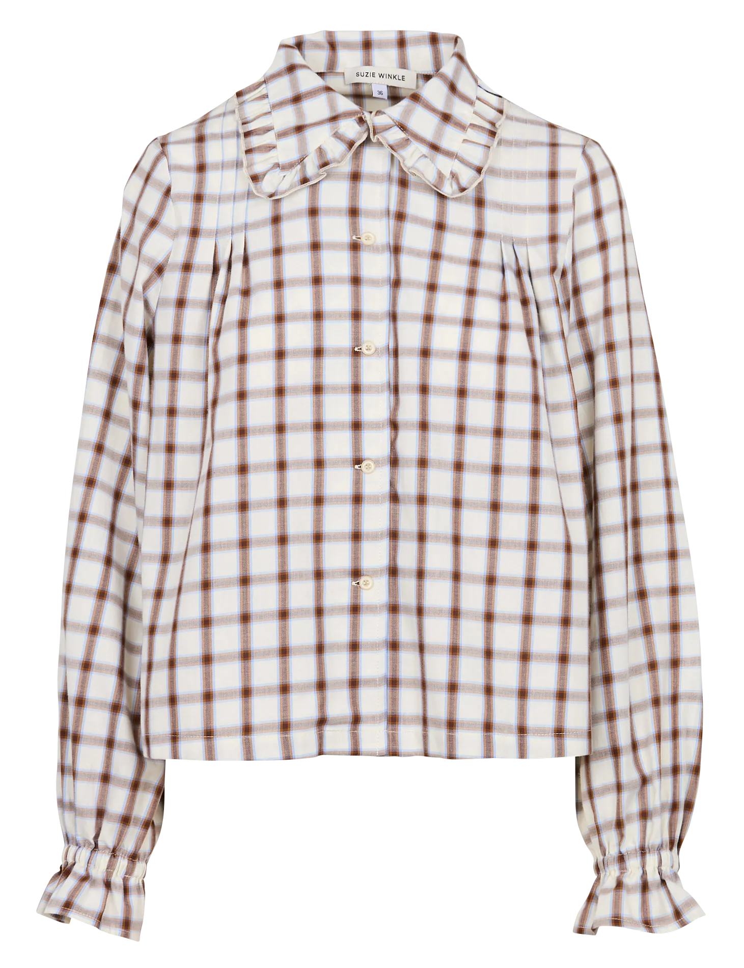 SUZIE WINKLE FERNANDA  CAMISA DE ALGODóN A CUADROS CON CUELLO CLáSICO Y CORTE AMPLIO EN BEIGE
