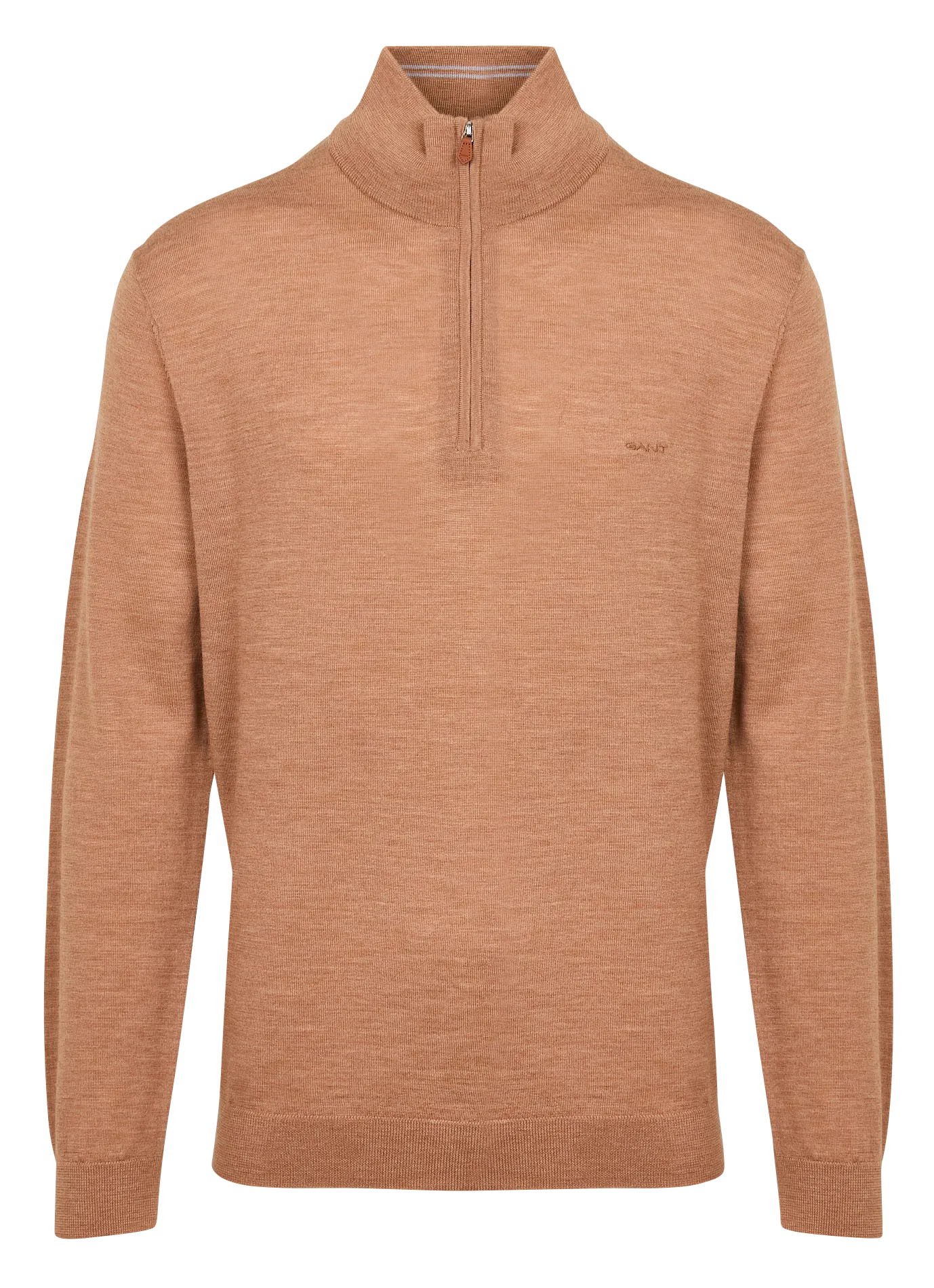 Suéter regular cuello alto de lana en beige