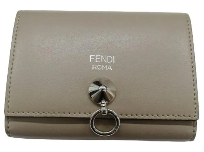Tarjetero de cuero gris Fendi 