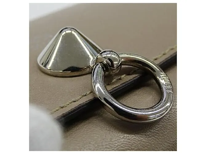 Tarjetero de cuero gris Fendi 