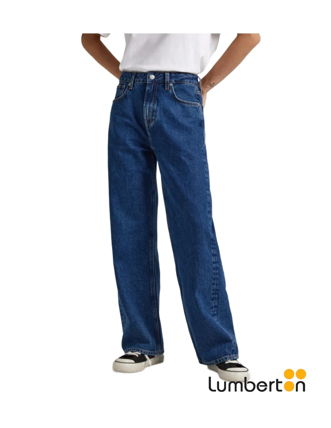 Tejano Azul Ancho Letras Rojas Bolsillo LOOSE38