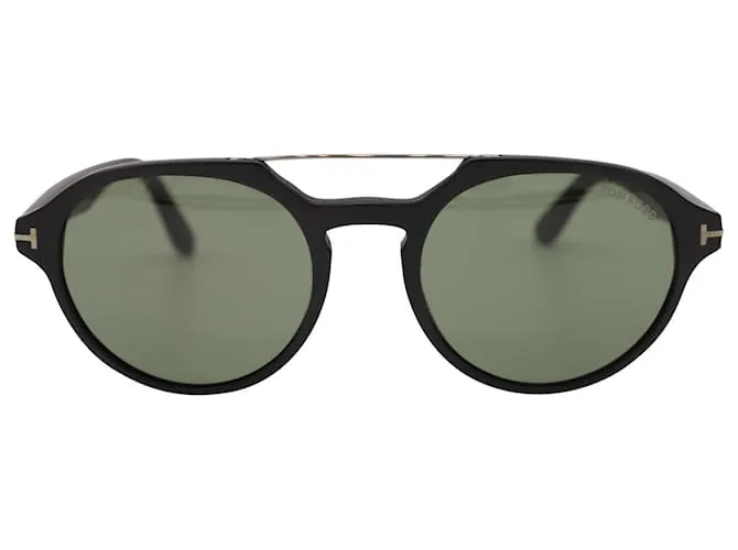Tom Ford Negro Stan TF696 Gafas de Sol Redondas en Acetato Negro 