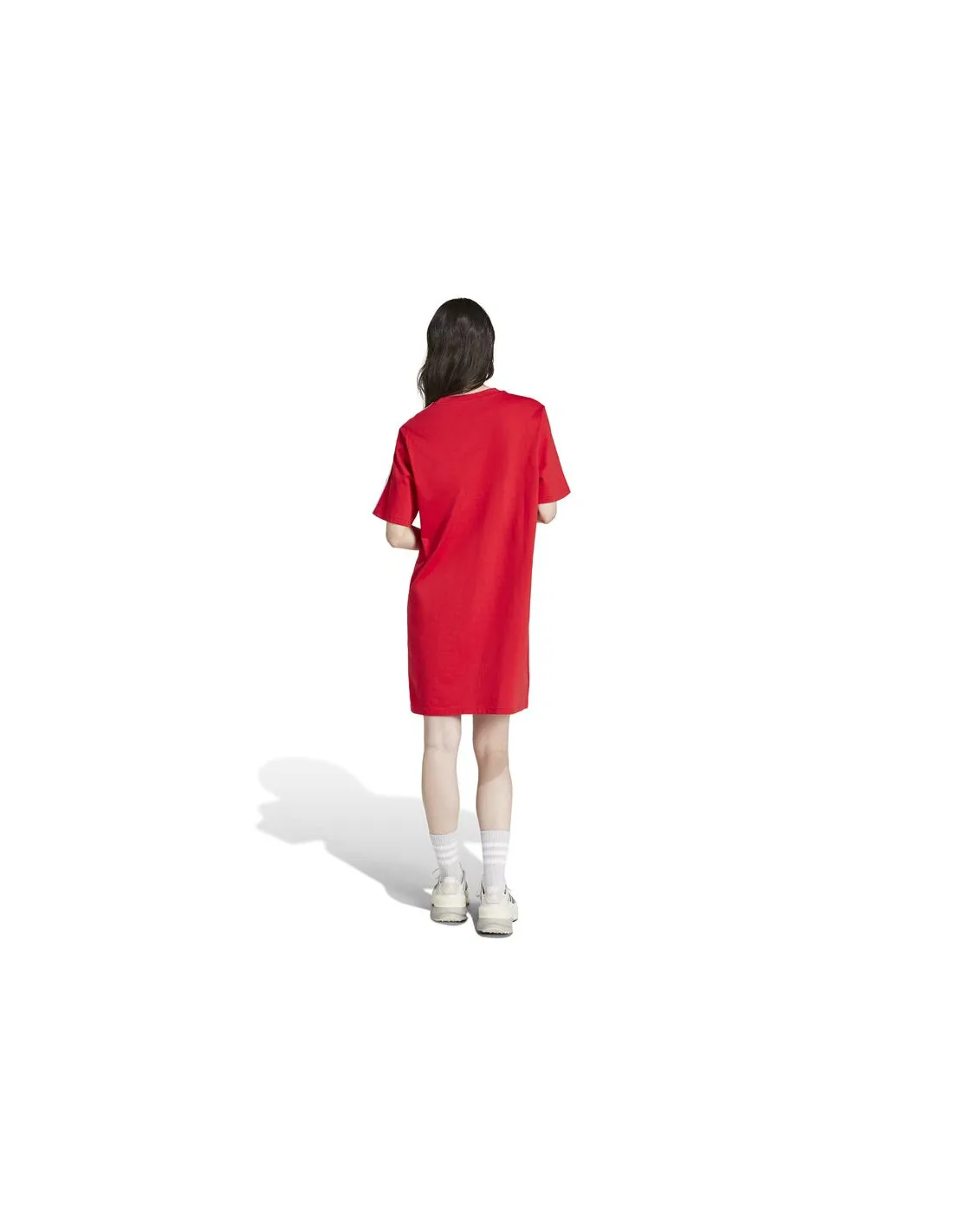 Vestido adidas Essentials 3 Bandas Single Boyfriend Mujer Rojo