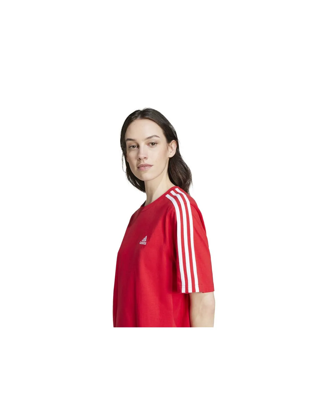 Vestido adidas Essentials 3 Bandas Single Boyfriend Mujer Rojo