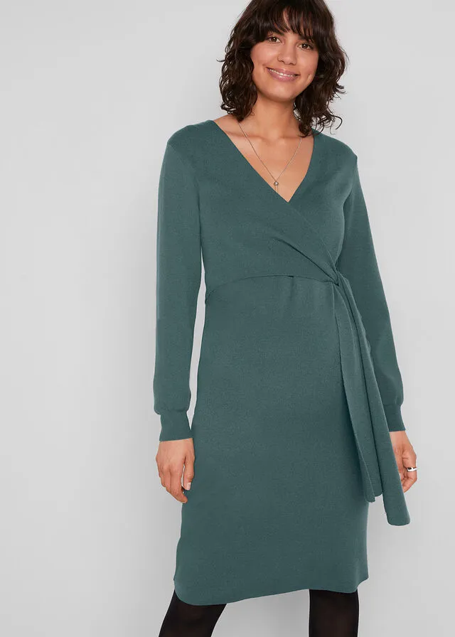 Vestido de punto premamá/de lactancia Verde eucalipto