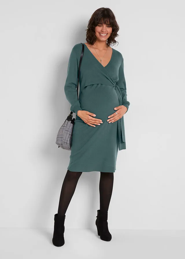 Vestido de punto premamá/de lactancia Verde eucalipto