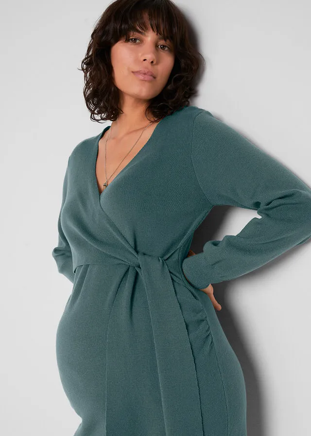Vestido de punto premamá/de lactancia Verde eucalipto