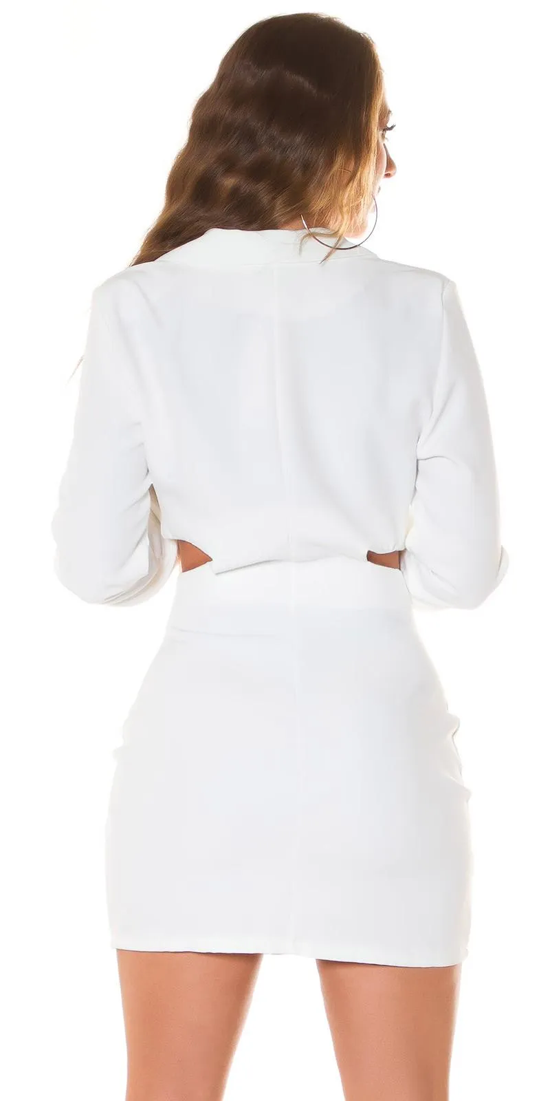 Vestido estilo blazer y aberturas blanco