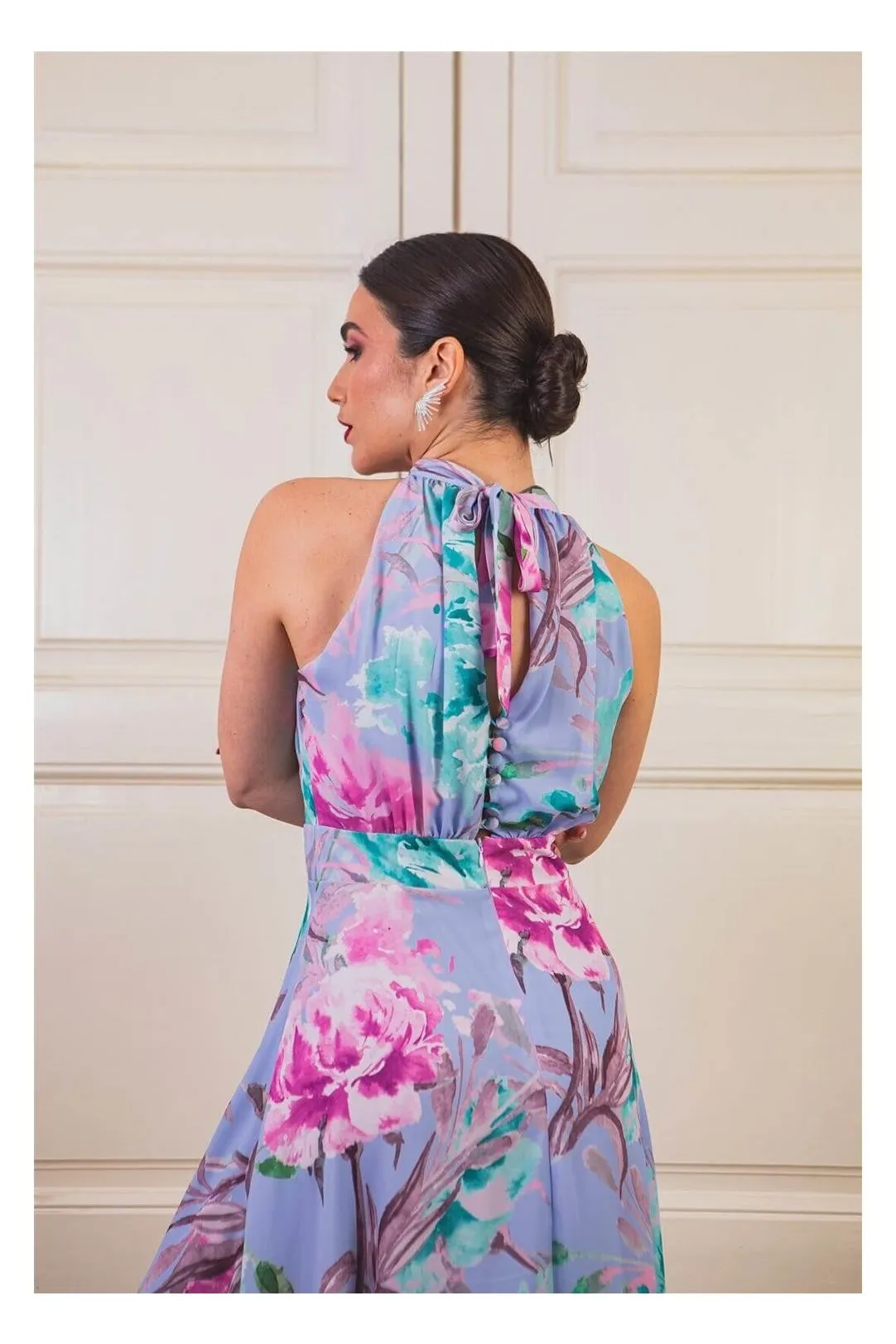 Vestido fiesta estampado lavanda