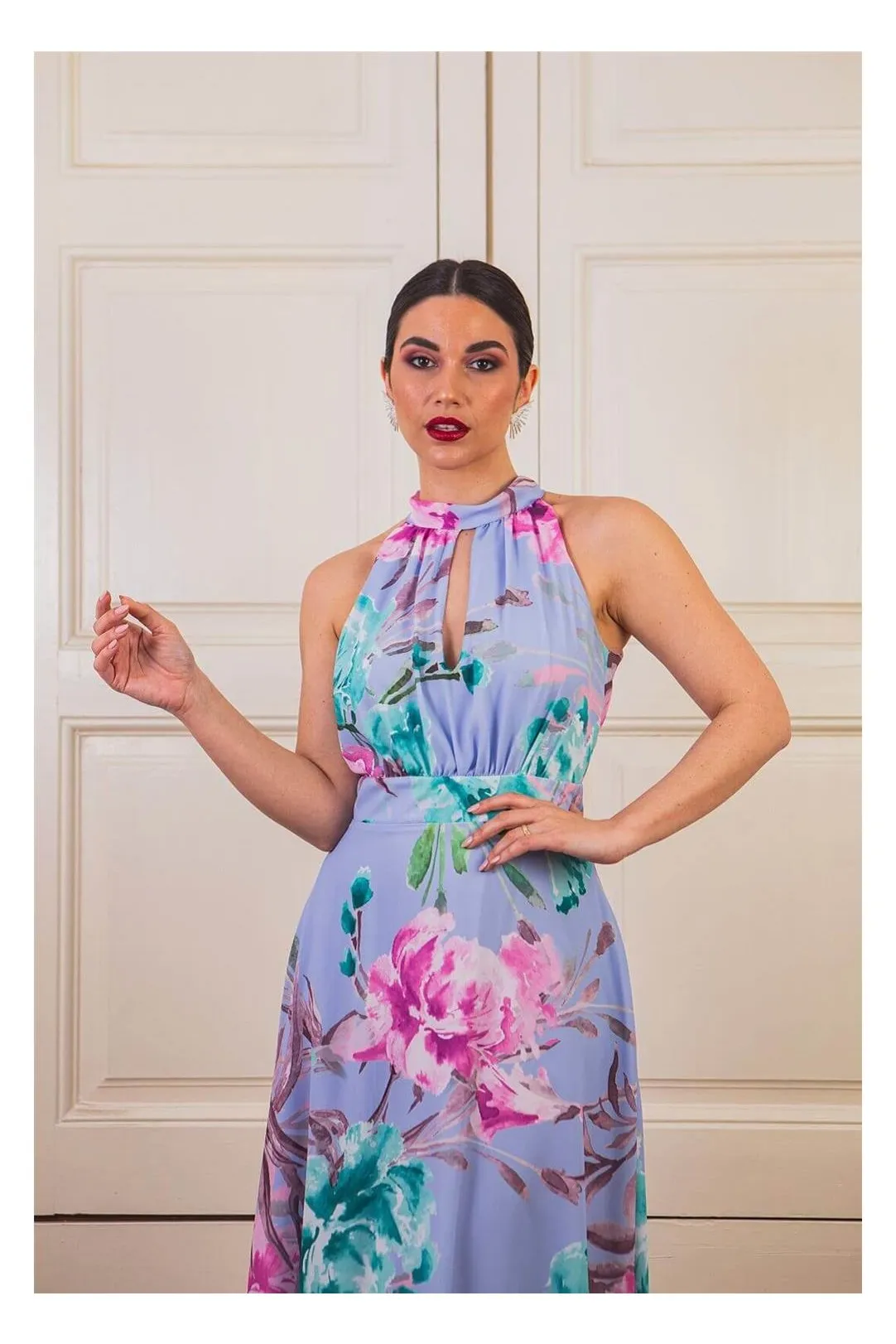 Vestido fiesta estampado lavanda