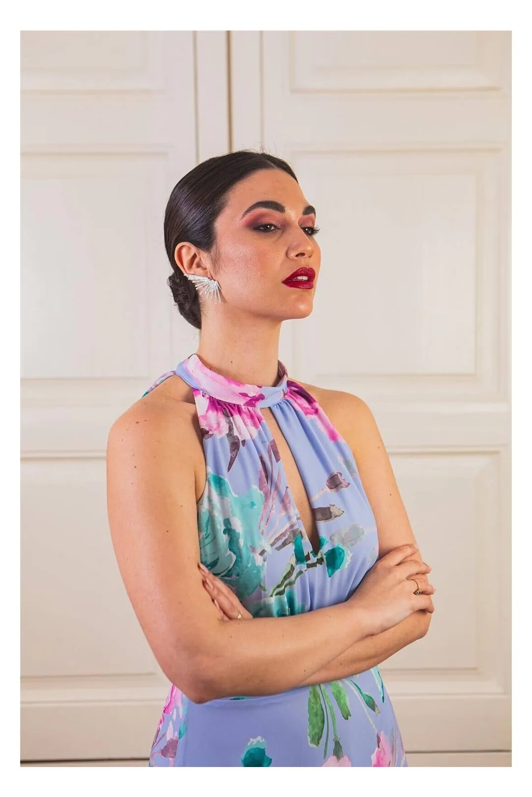 Vestido fiesta estampado lavanda
